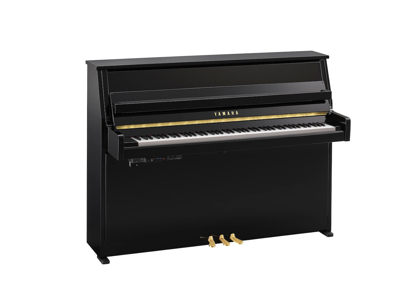 Yamaha B10 TC3 TransAcoustic Upright Piano in Polished Ebony with Brass Fittings